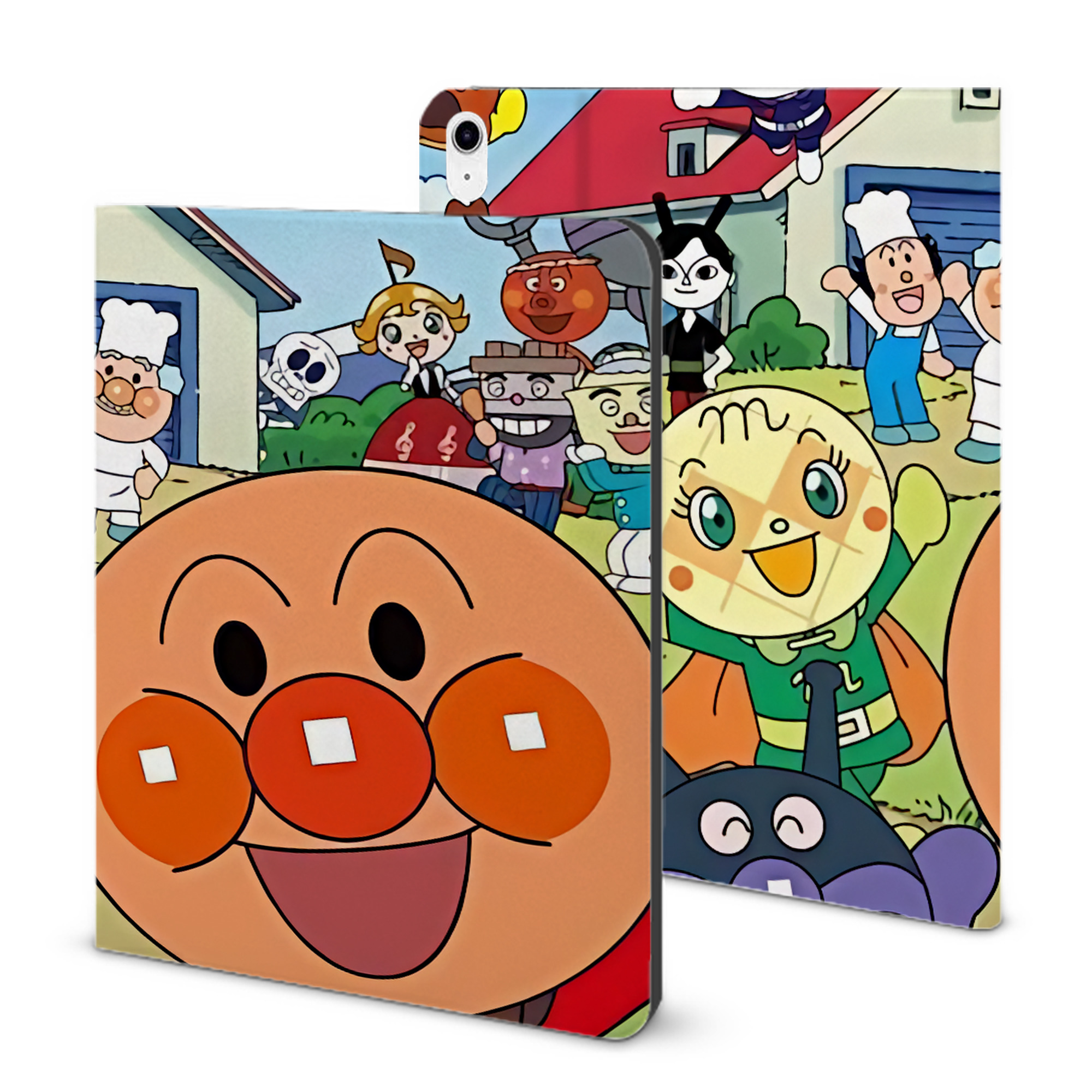 （画像用） アンパンマン Anpanman IPad ケース ブック型 PUレザー TPU 耐衝撃 軽量 薄型 ペン収納なし 全面保護 IPad 各モデル対応